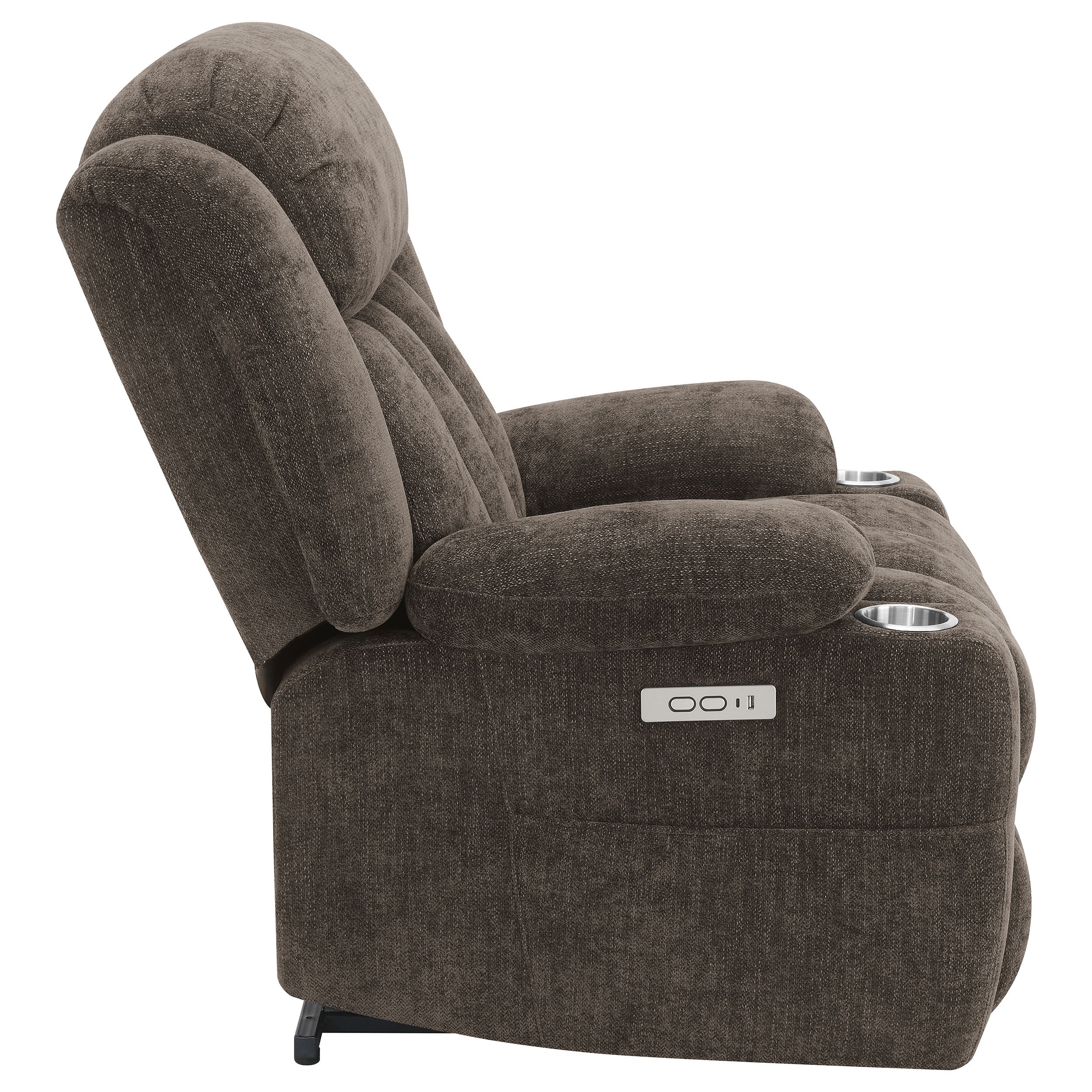 Houston Upholstered Power Lift Recliner Chair Dark Brown — view 12