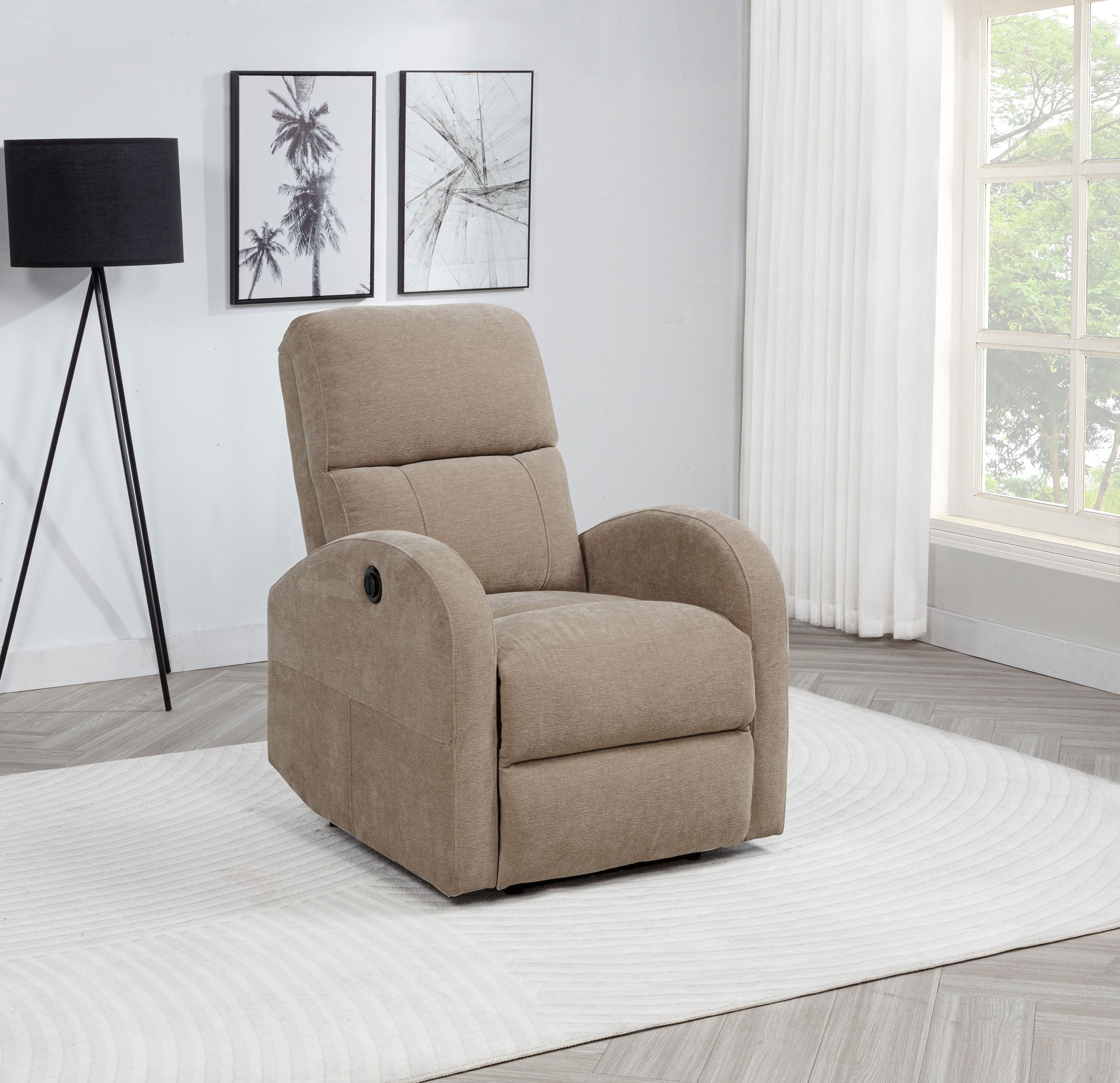 Grant Fabric Upholstered Power Recliner Chair Camel — view 2