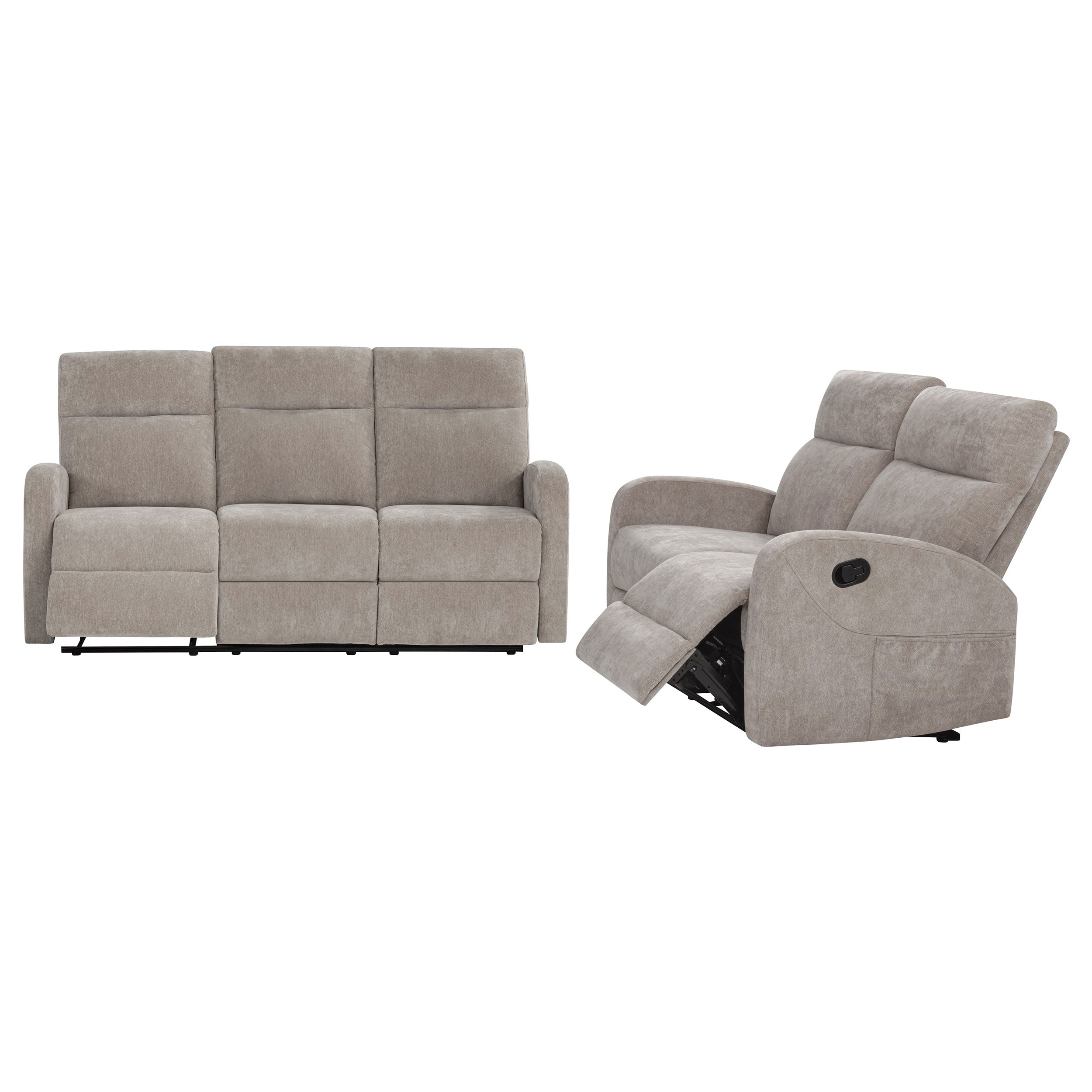 Hamilton 2-piece Chenille Manual Reclining Sofa Set Sand — view 4