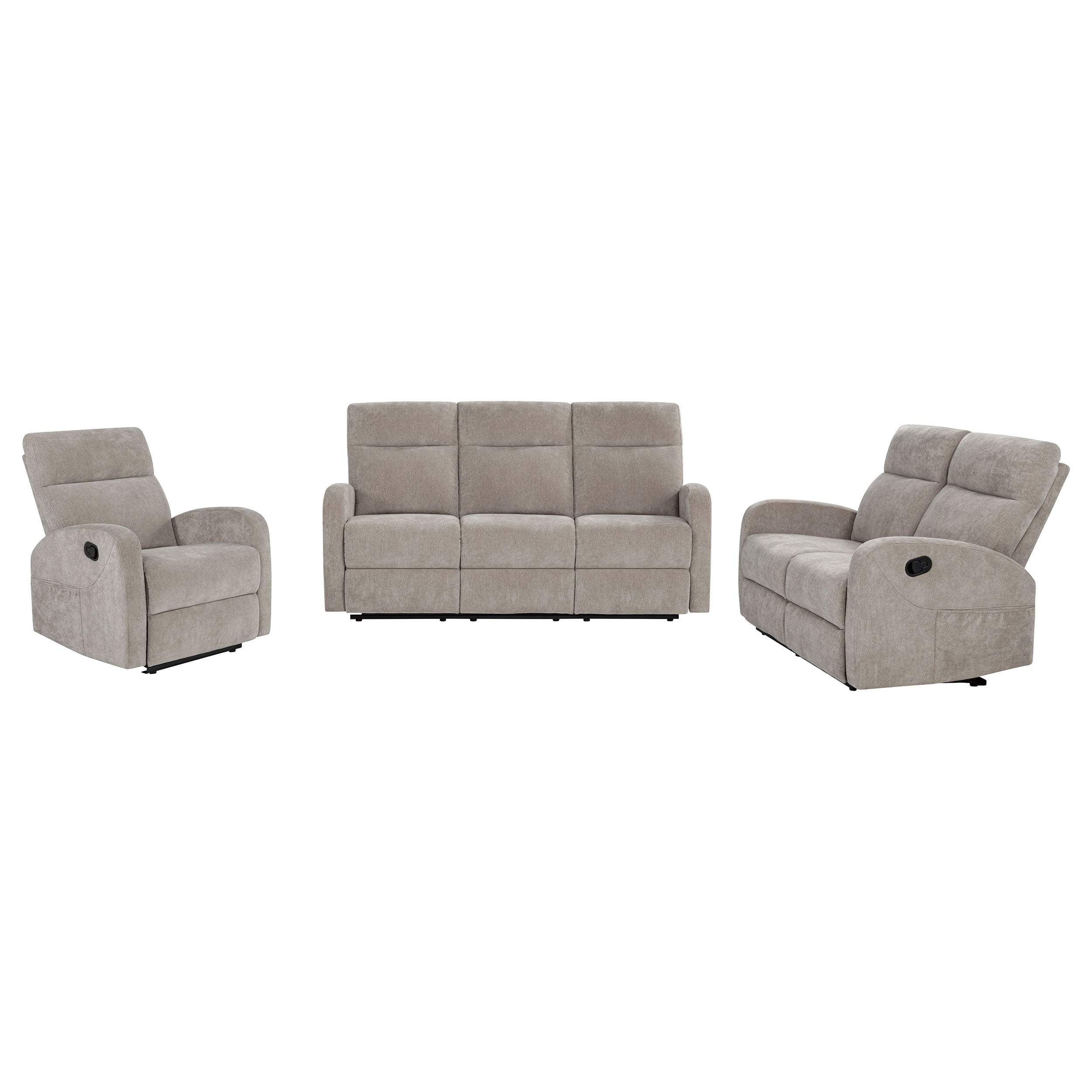 Hamilton 3-piece Chenille Manual Reclining Sofa Set Sand — view 3