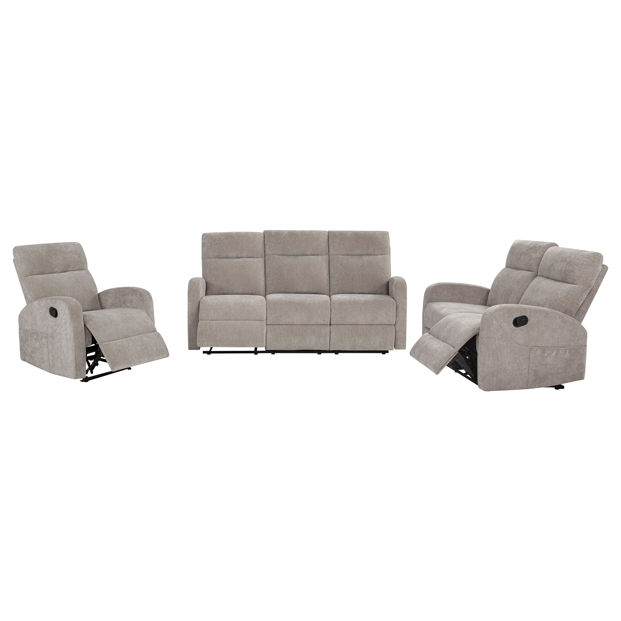 Hamilton 3-piece Chenille Manual Reclining Sofa Set Sand — view 4