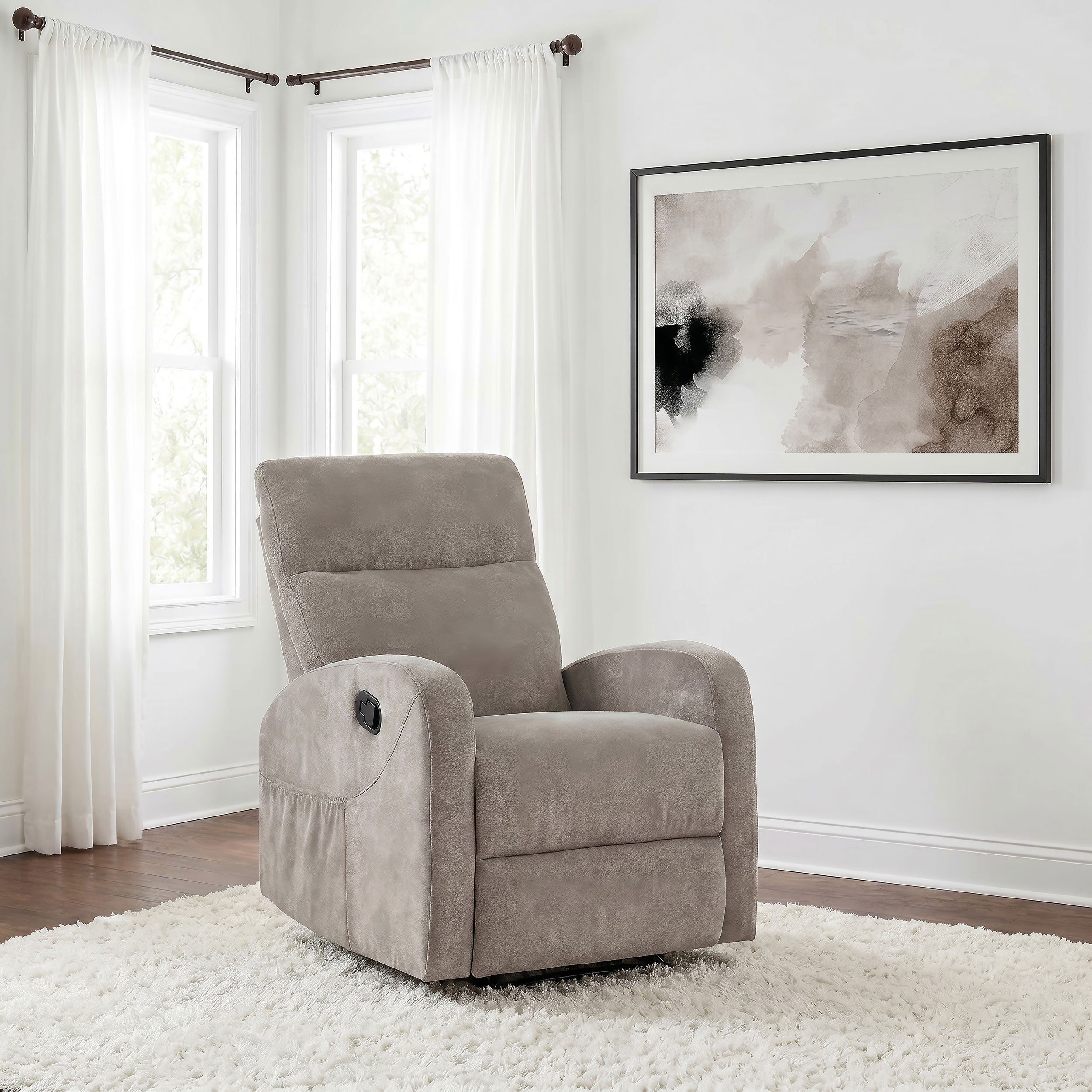 Hamilton Chenille Upholstered Manual Glider Recliner Sand — view 2