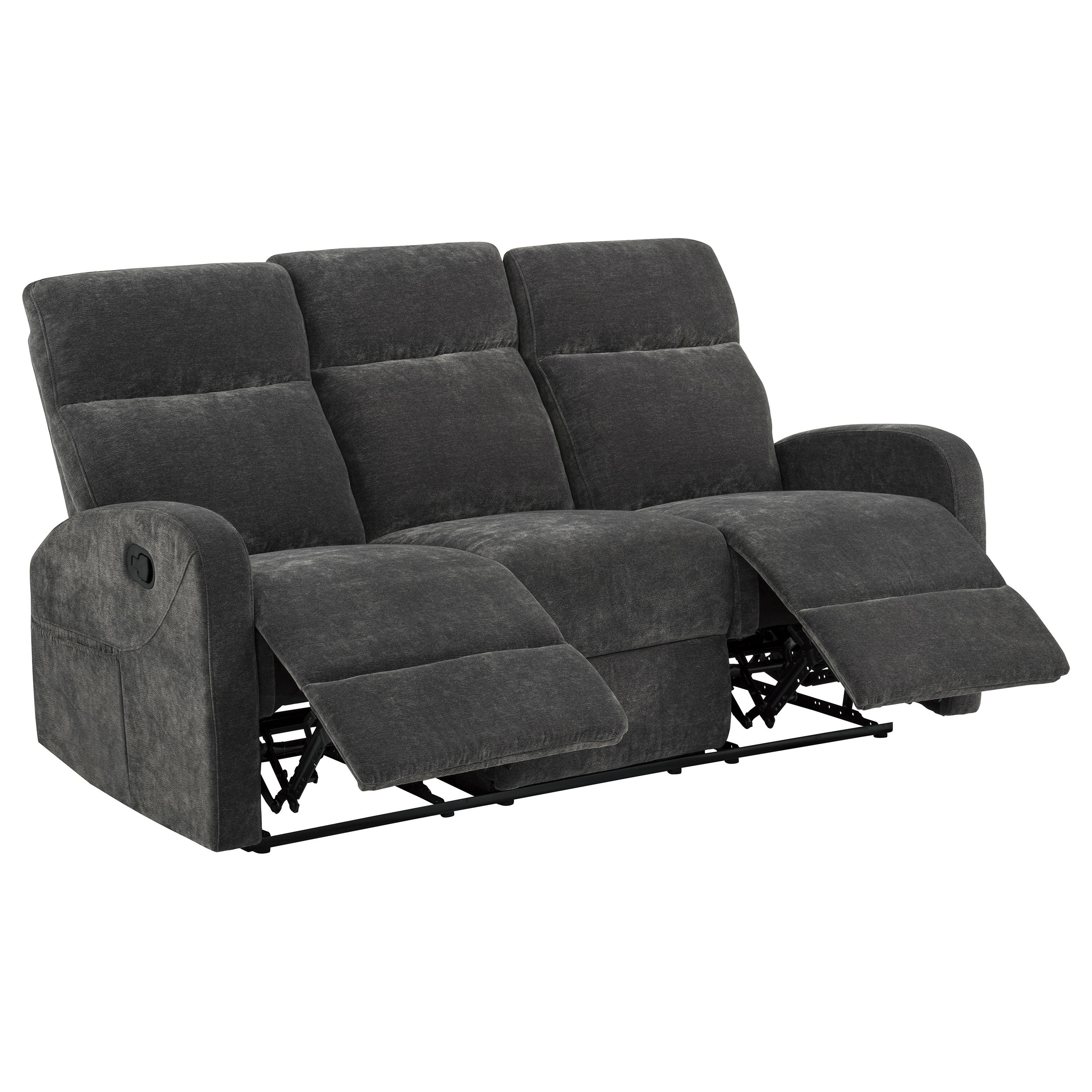 Hamilton 2-piece Chenille Manual Reclining Sofa Set Charcoal Grey — view 6