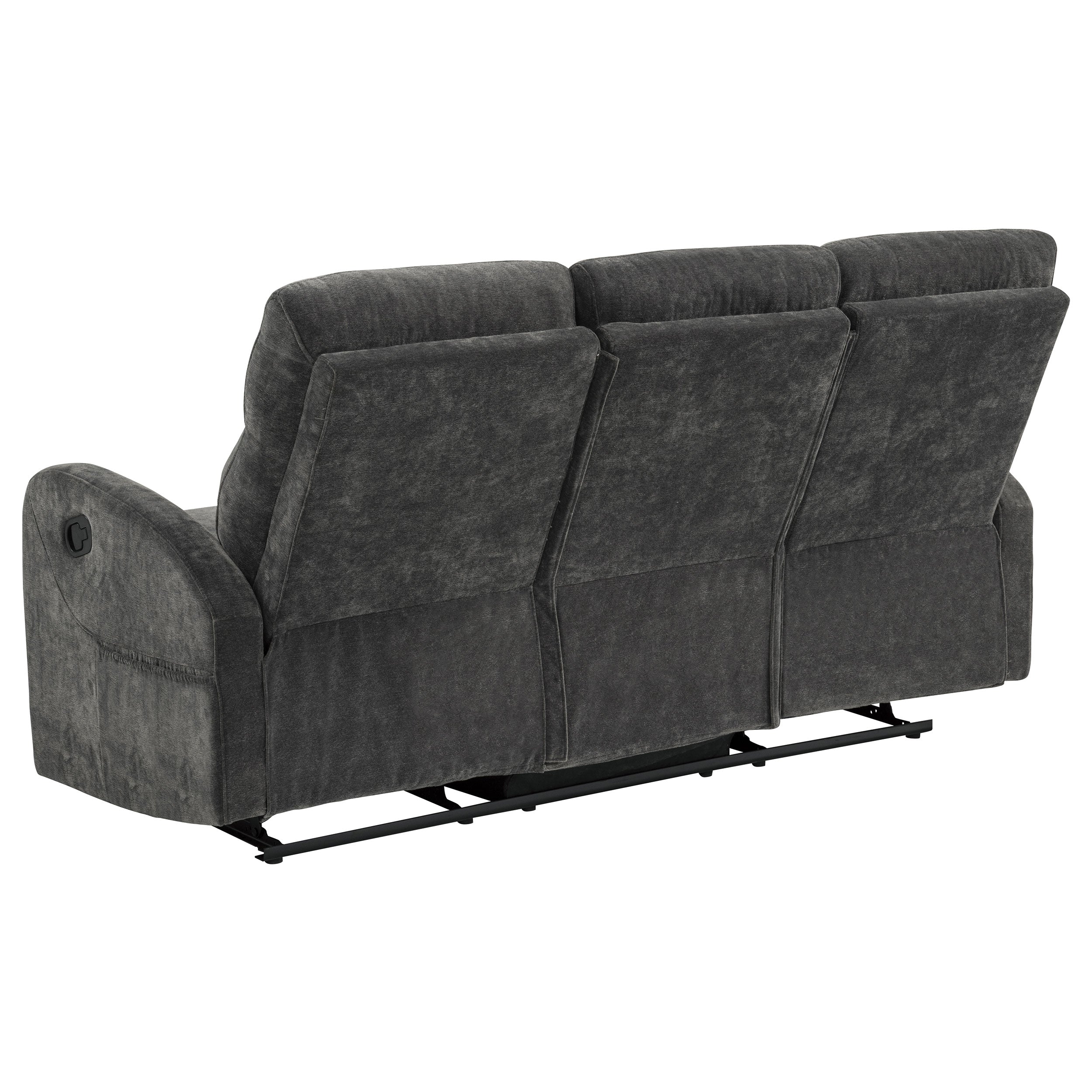 Hamilton 3-piece Chenille Manual Reclining Sofa Set Charcoal Grey — view 6