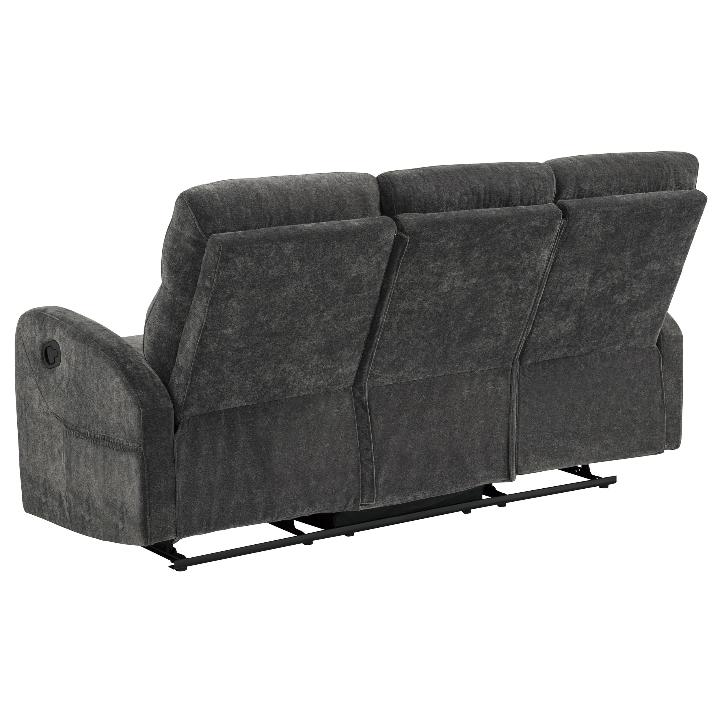Hamilton Chenille Upholstered Manual Reclining Sofa Charcoal Grey — view 6