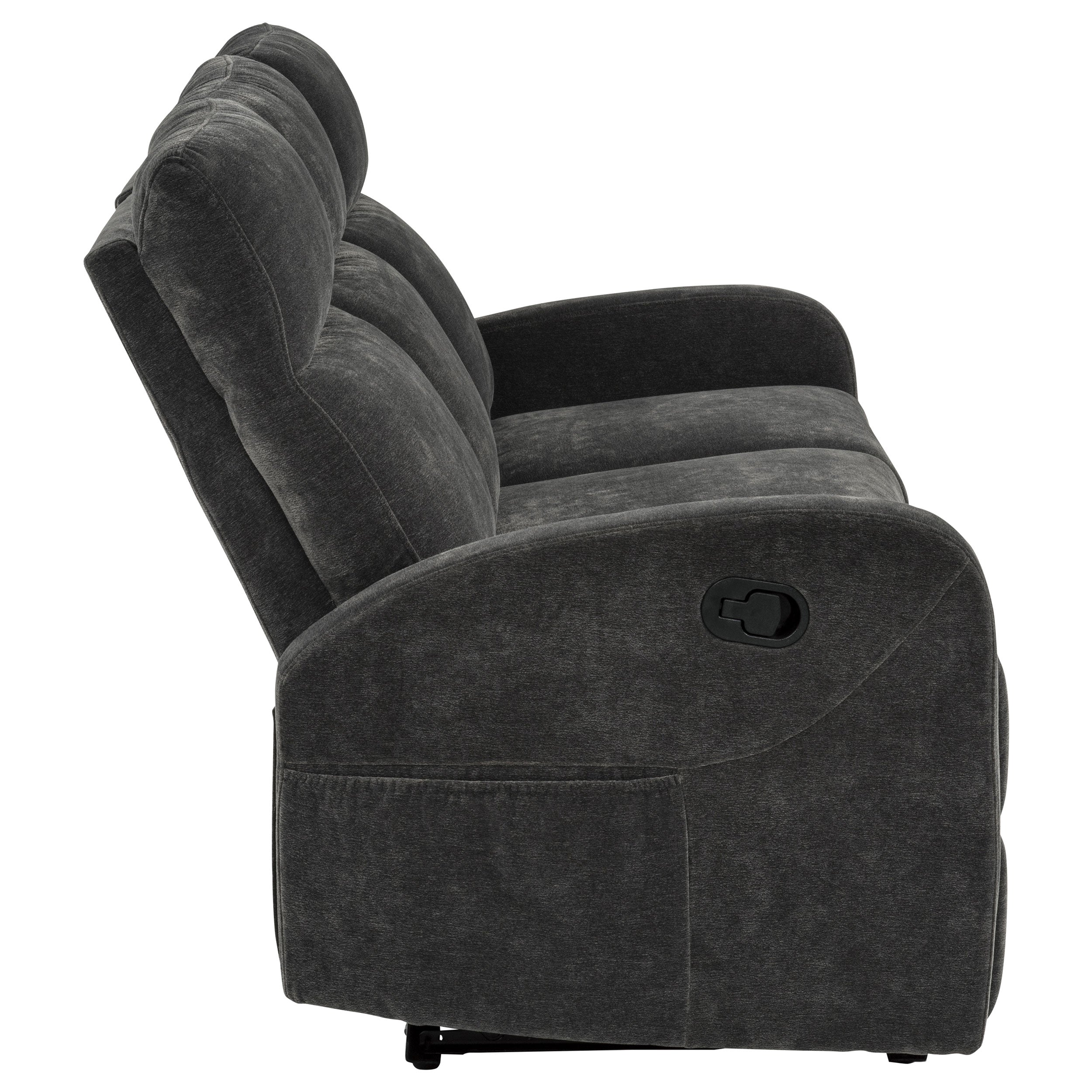 Hamilton Chenille Upholstered Manual Reclining Sofa Charcoal Grey — view 7