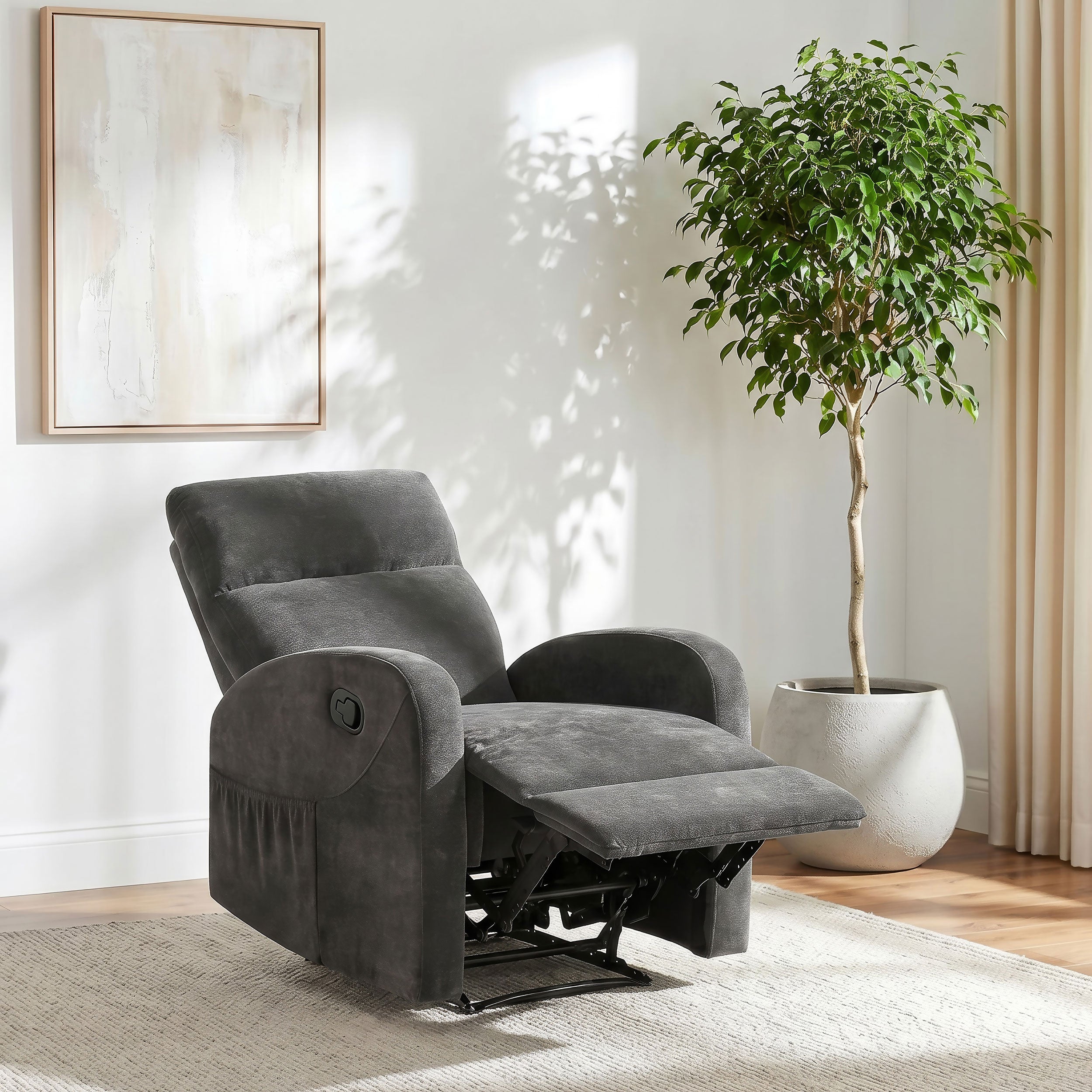 Hamilton Chenille Upholstered Manual Glider Recliner Charcoal Grey — view 3