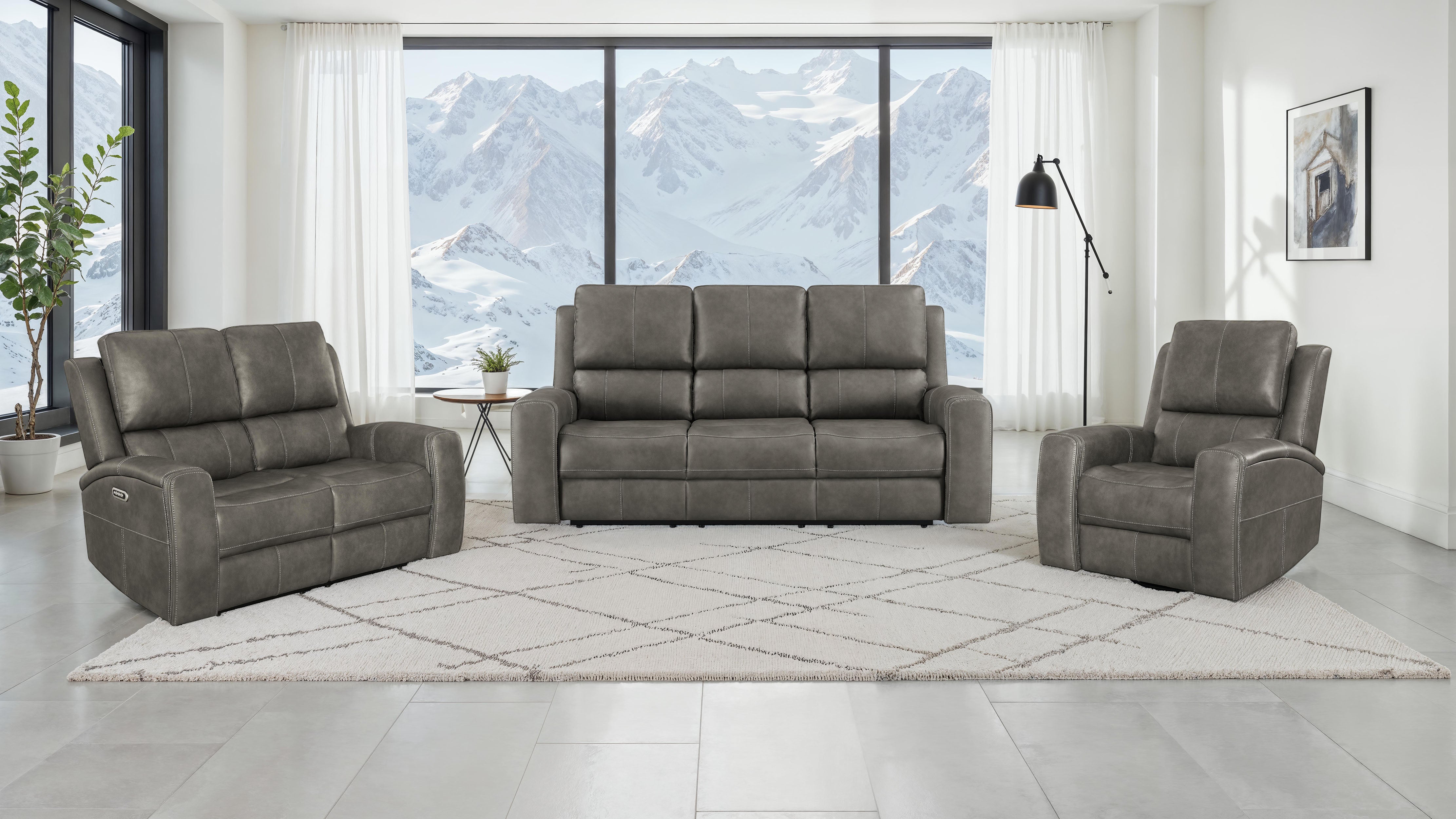 Brickston 3-piece Triple Power Reclining Sofa Set Charcoal — view 1