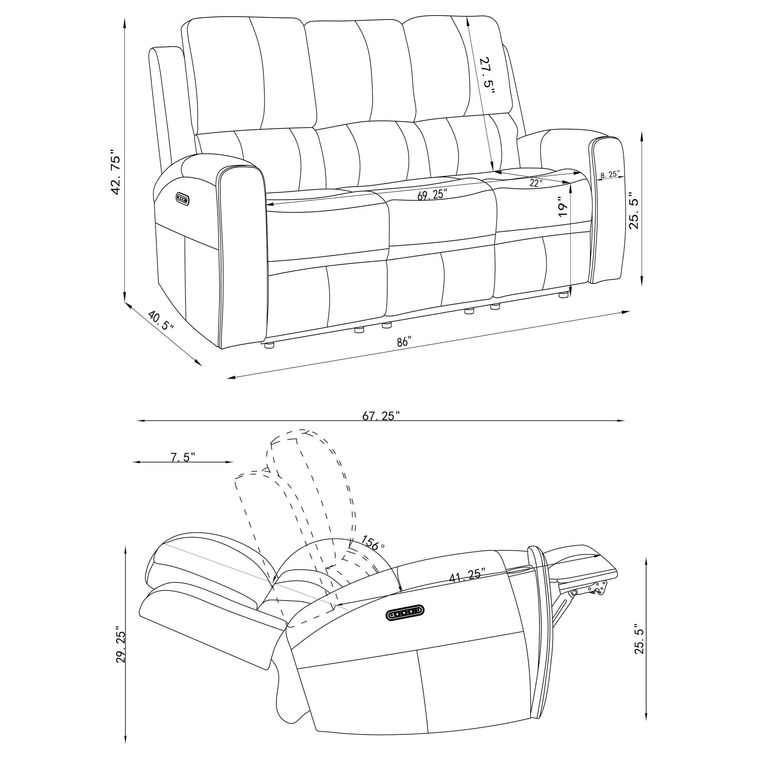 Brickston 3-piece Triple Power Reclining Sofa Set Charcoal — view 15