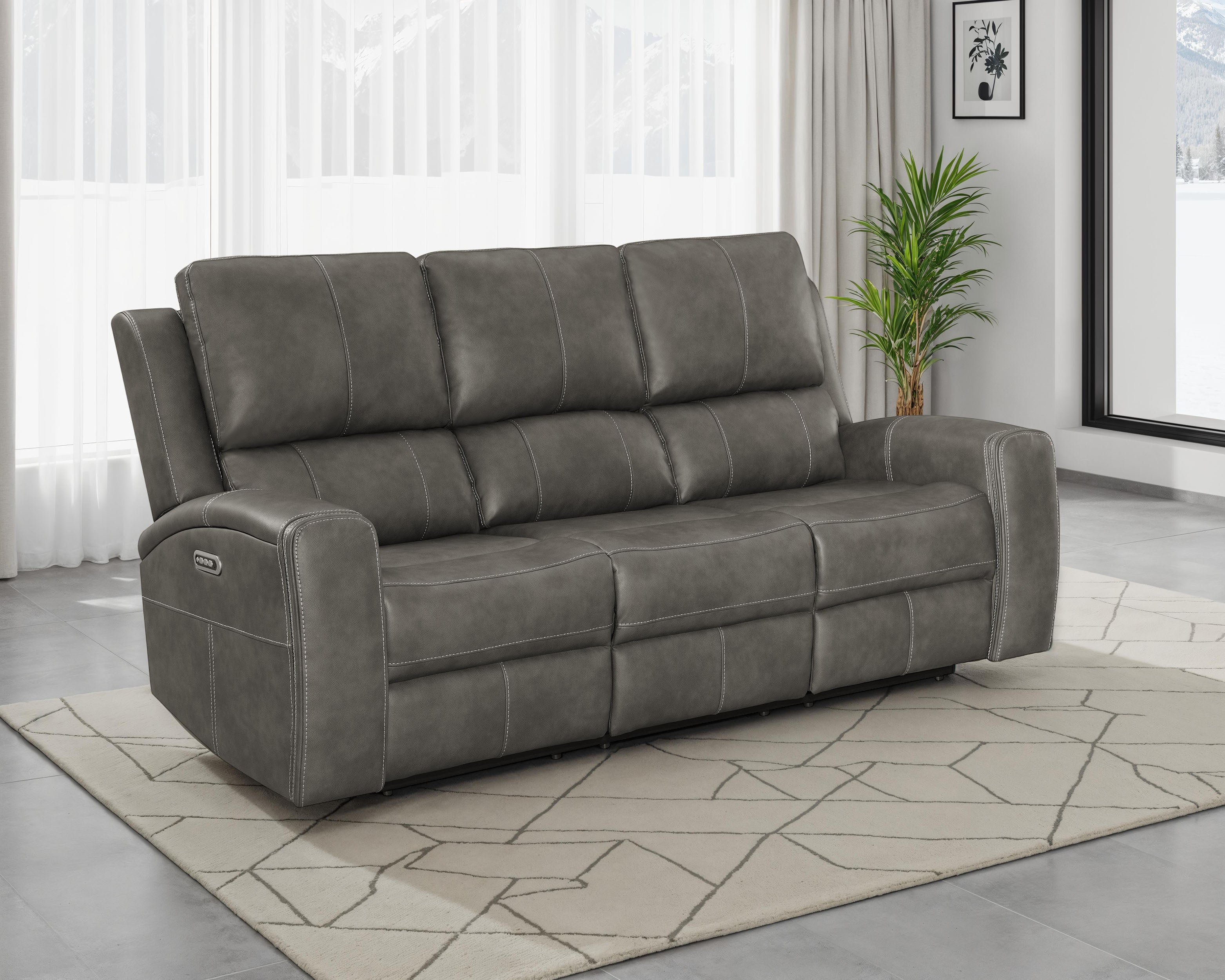 Brickston Triple Power Reclining Sofa Charcoal — view 2