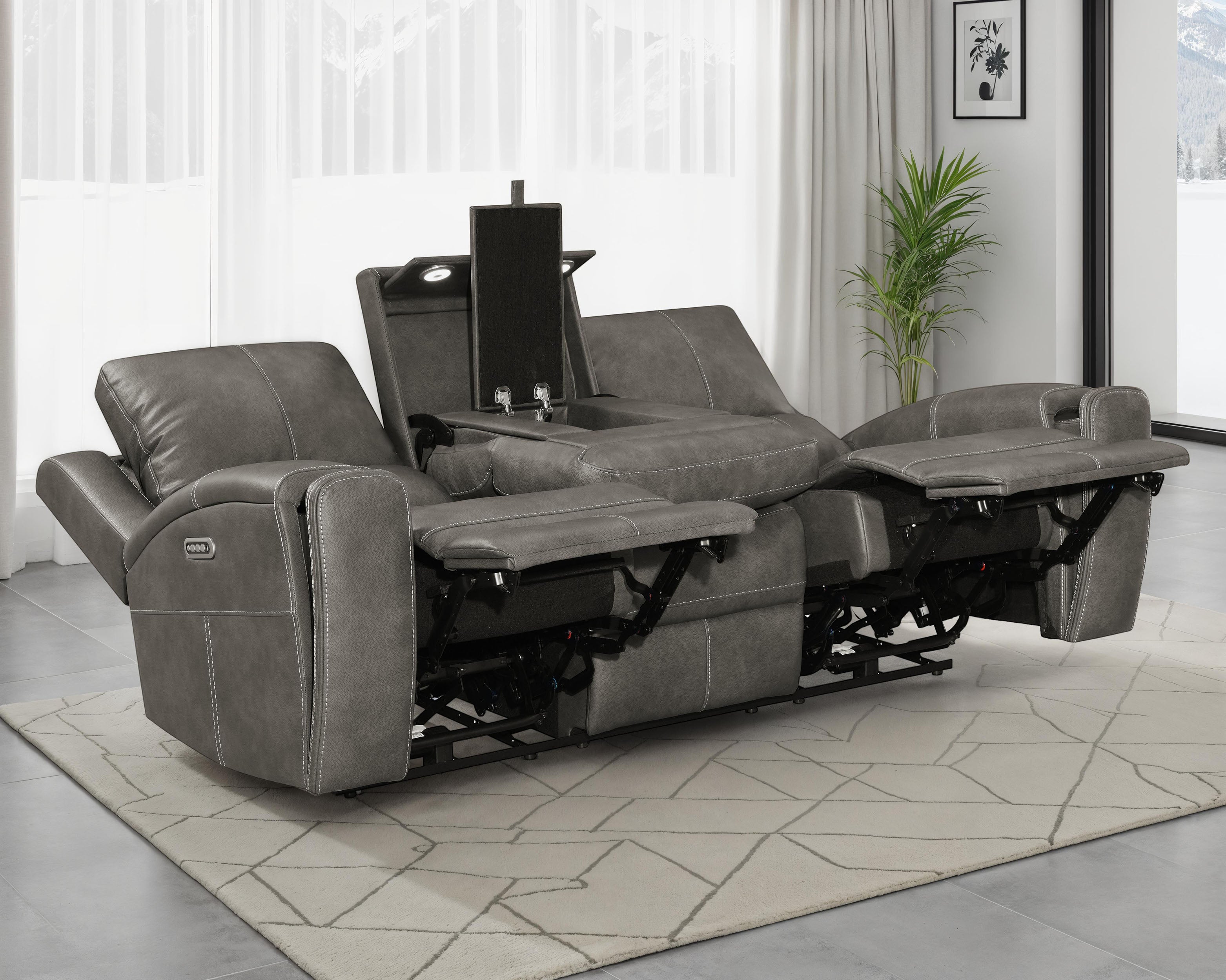 Brickston Triple Power Reclining Sofa Charcoal — view 1
