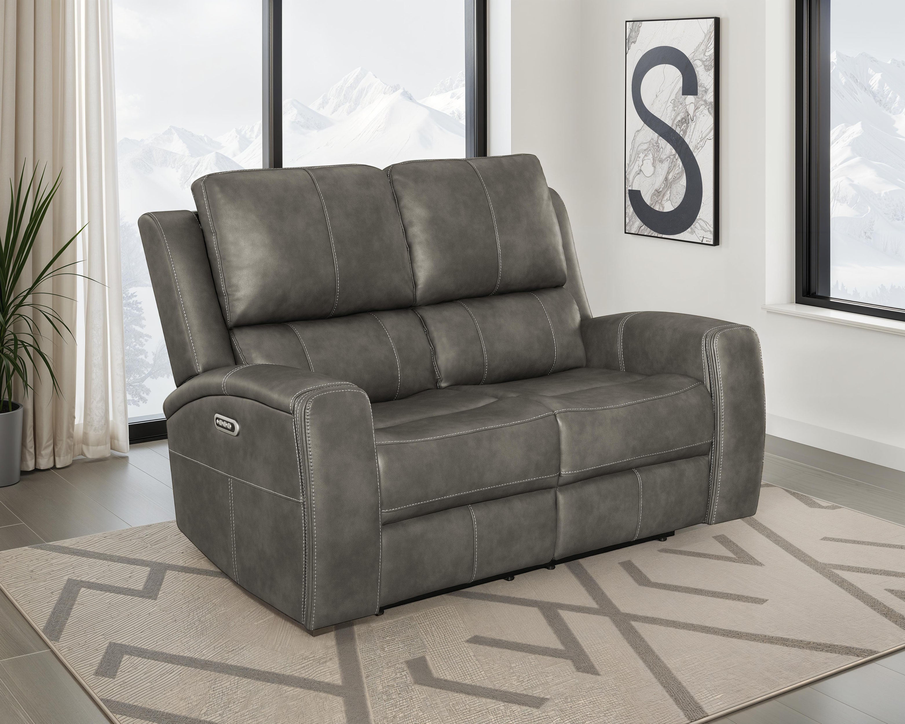 Brickston Triple Power Reclining Loveseat Charcoal — view 2