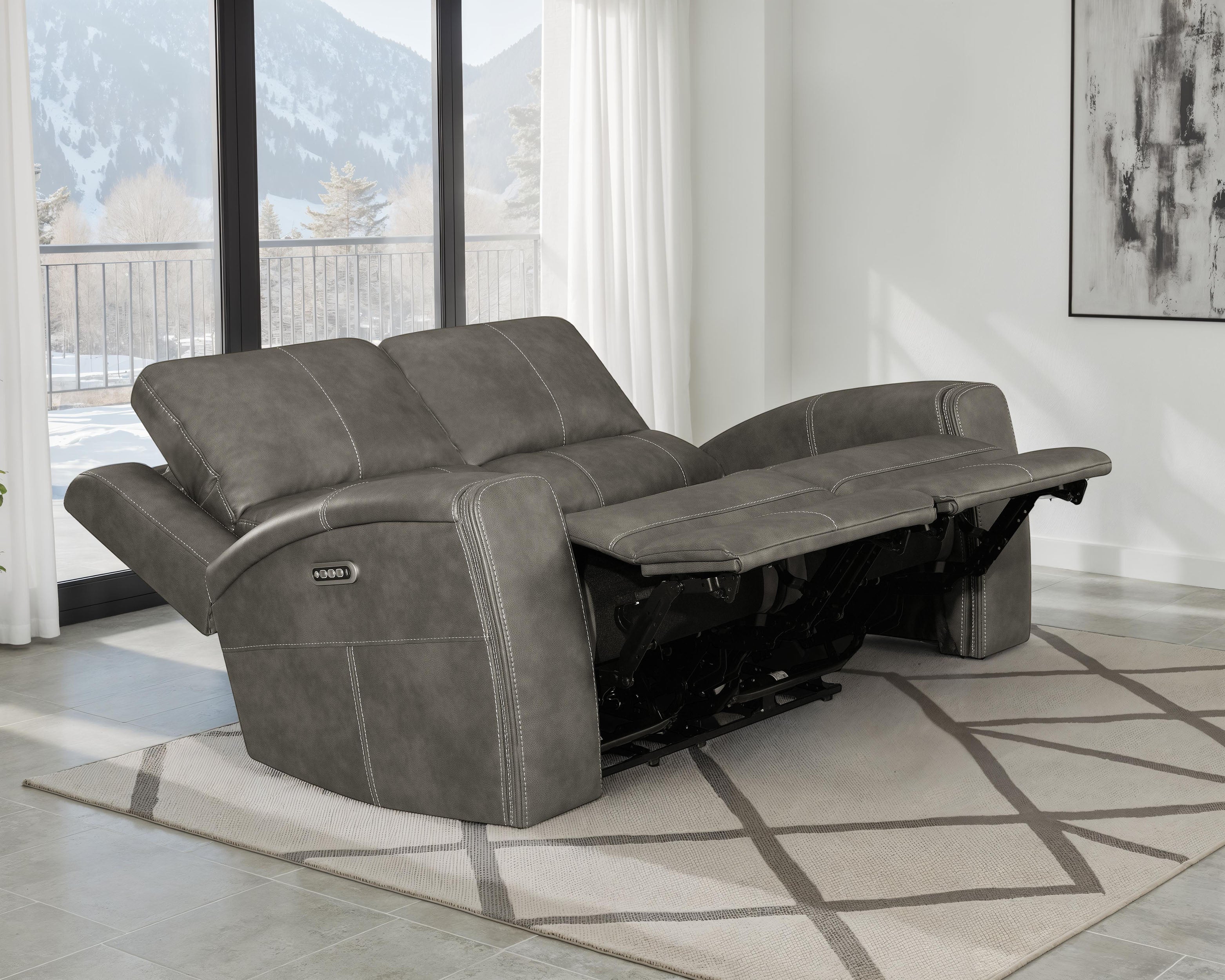 Brickston Triple Power Reclining Loveseat Charcoal — view 1