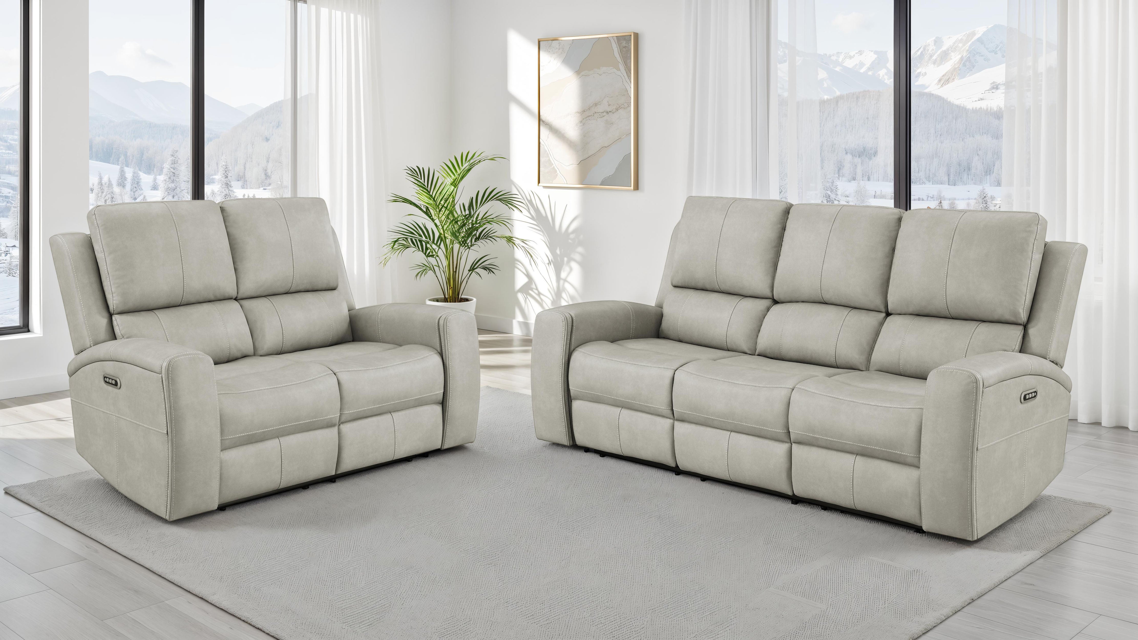 Brickston 2-piece Triple Power Reclining Sofa Set Grey — view 1