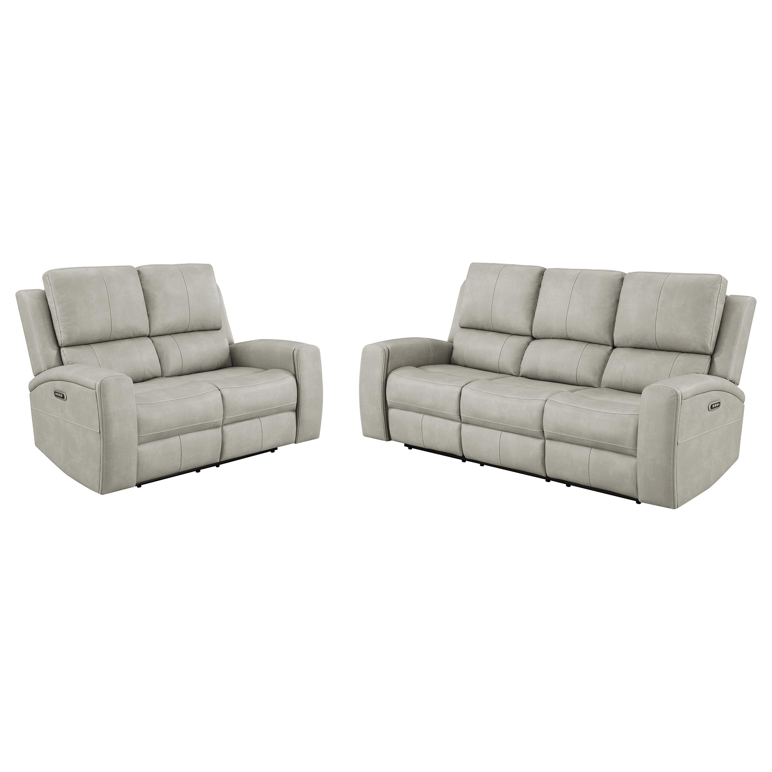 Brickston 2-piece Triple Power Reclining Sofa Set Grey — view 2