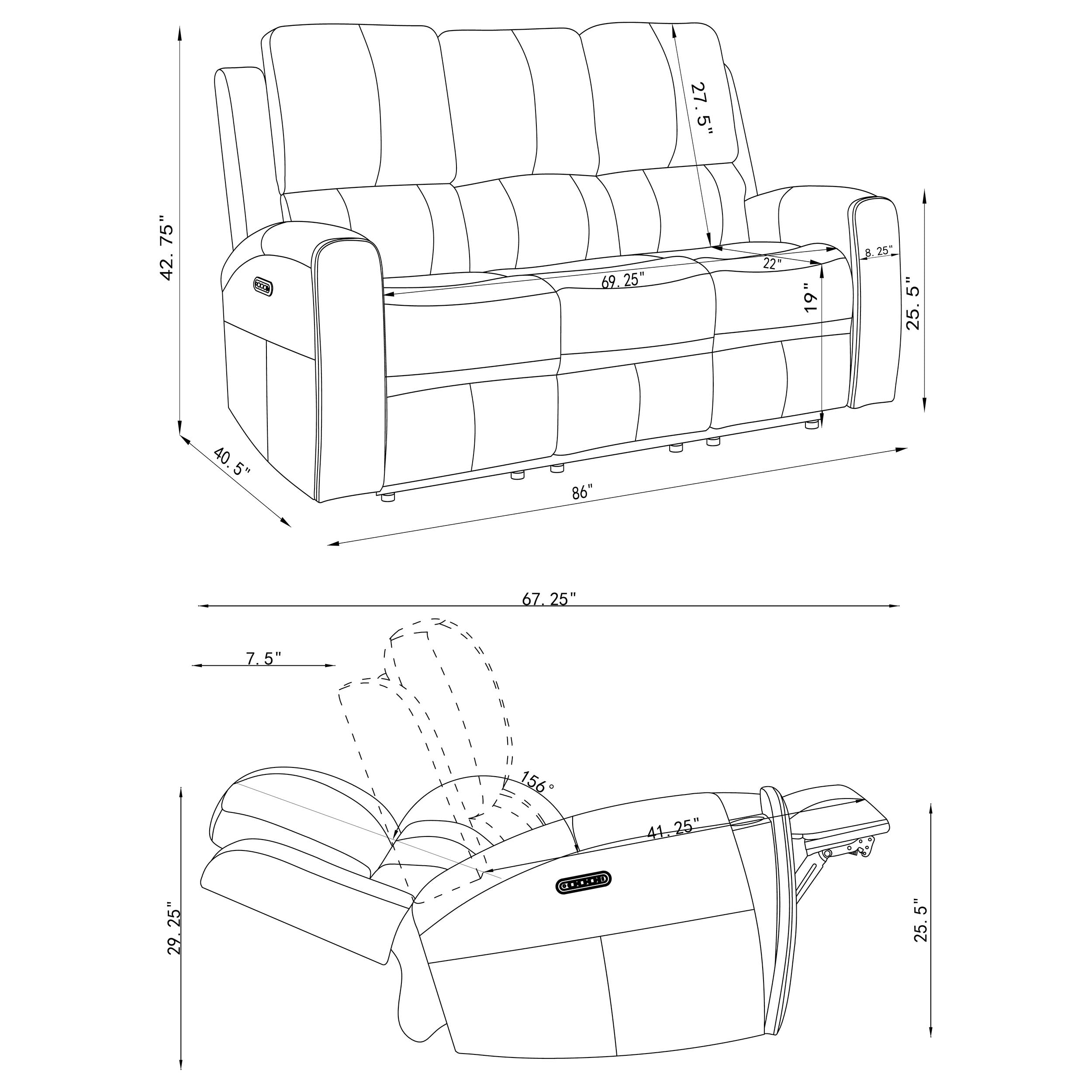 Brickston 2-piece Triple Power Reclining Sofa Set Grey — view 15