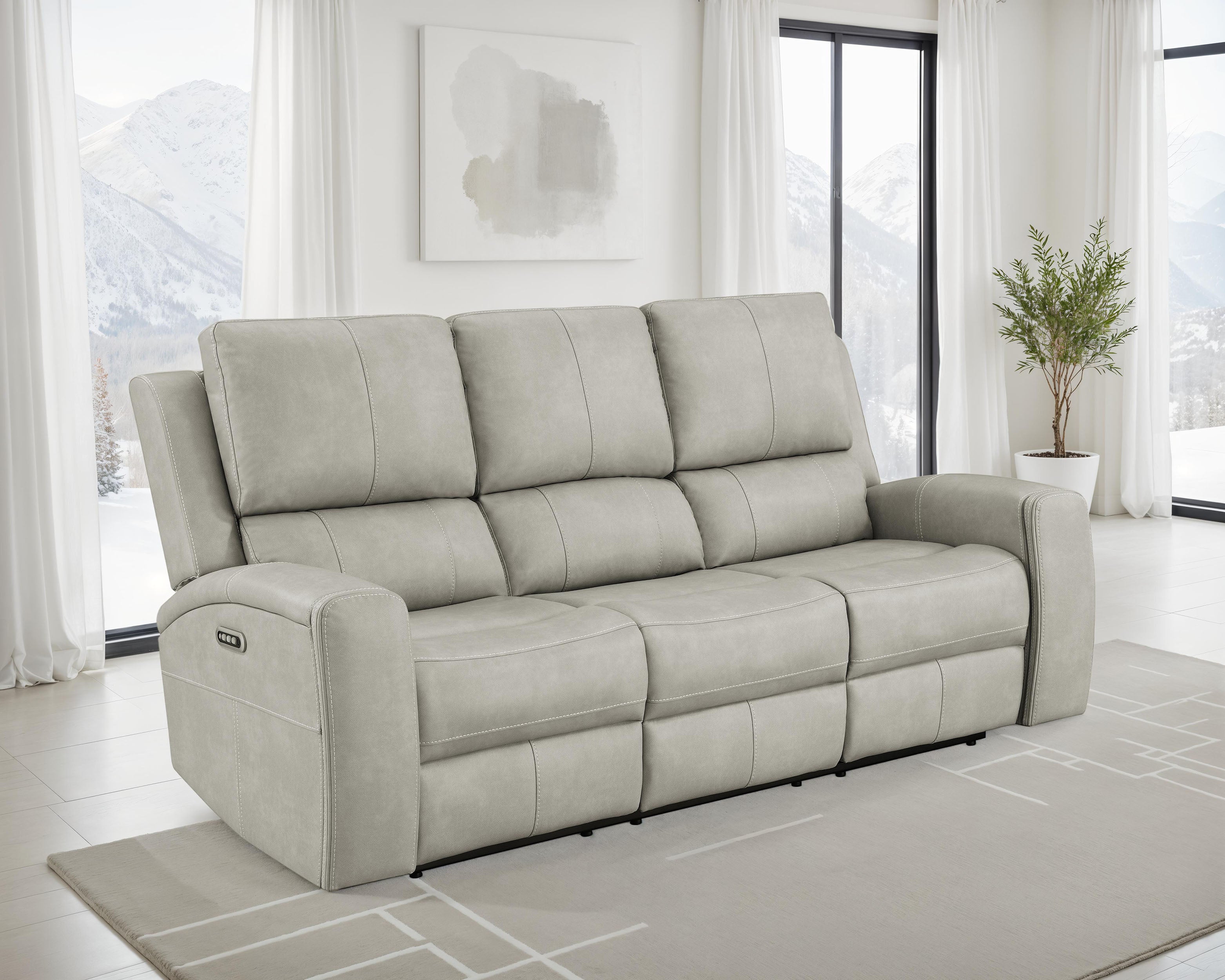 Brickston Triple Power Reclining Sofa Grey — view 2