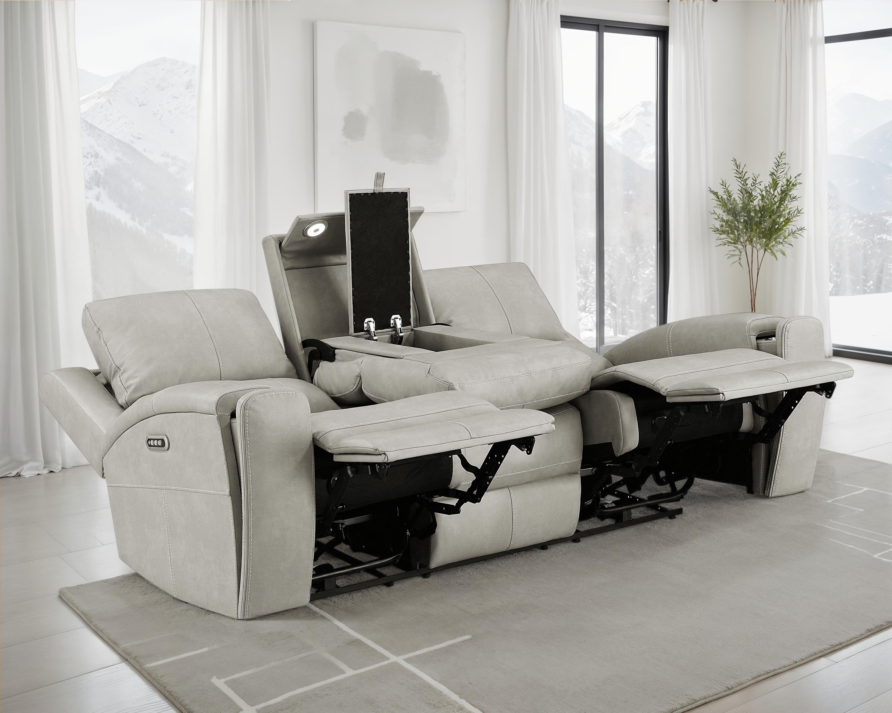 Brickston Triple Power Reclining Sofa Grey — view 1