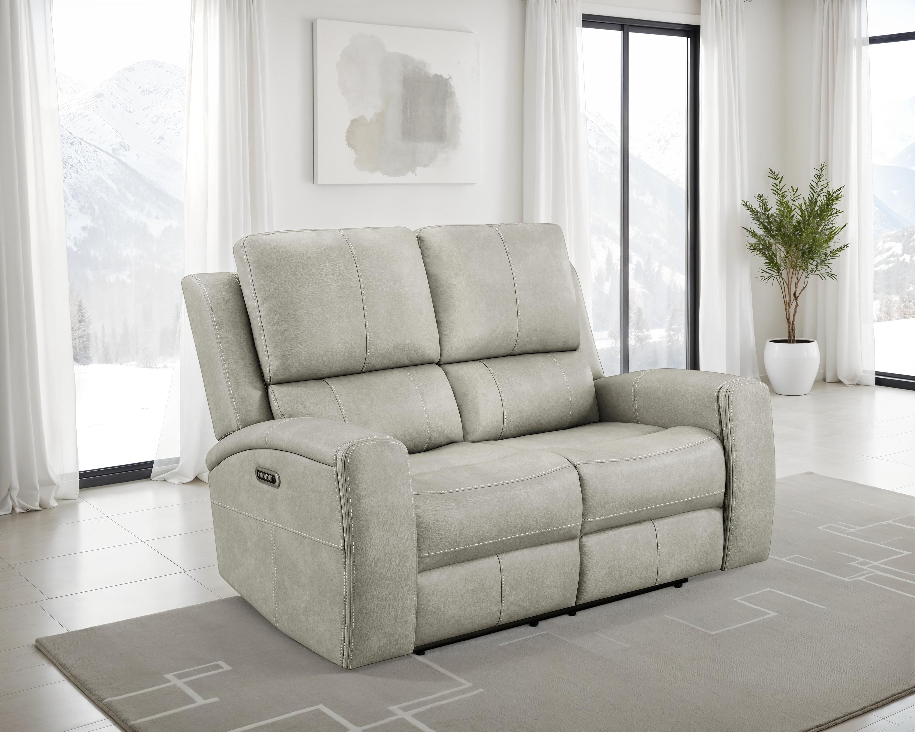 Brickston Triple Power Reclining Loveseat Grey — view 2