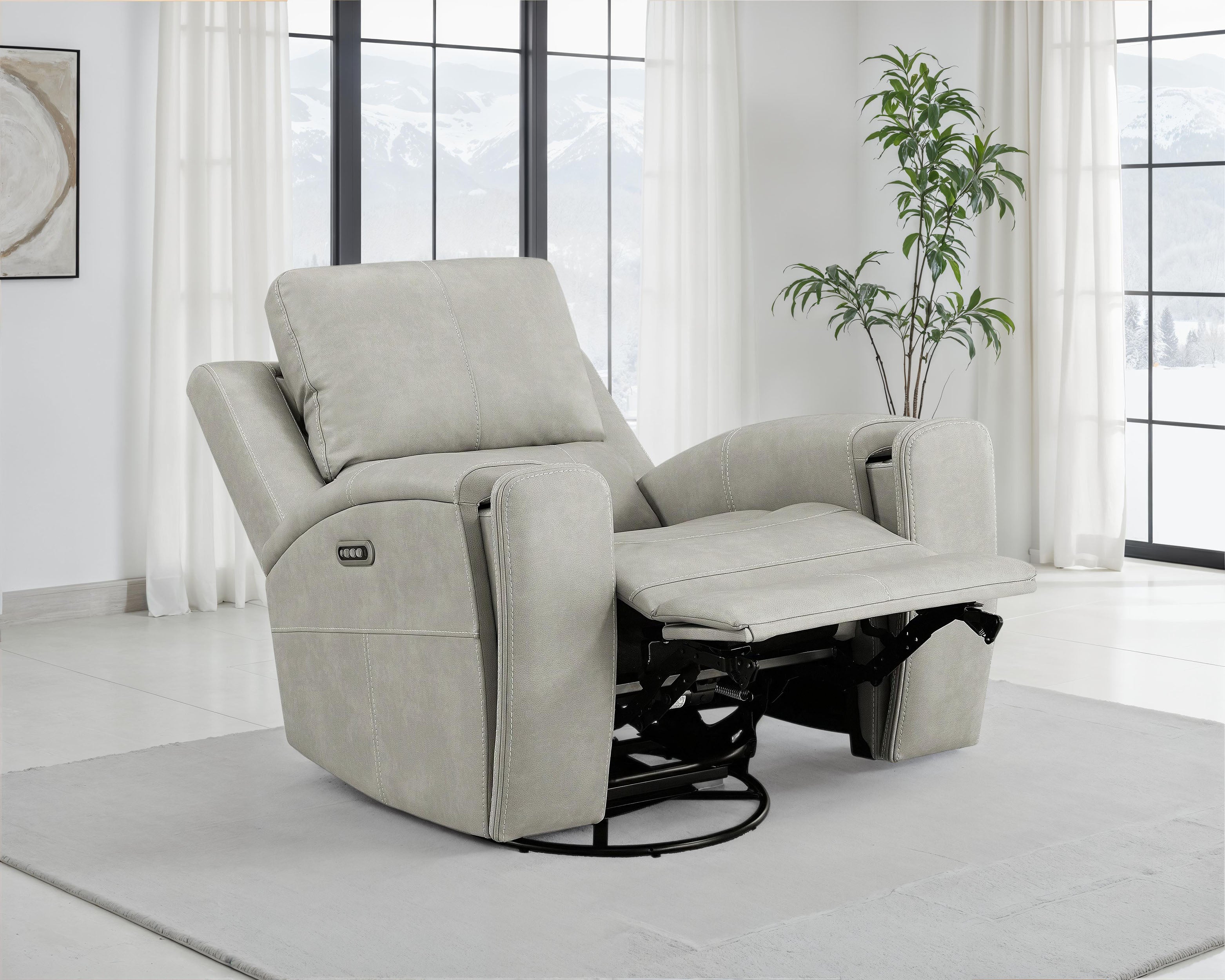 Brickston Triple Power Swivel Glider Recliner Grey — view 3