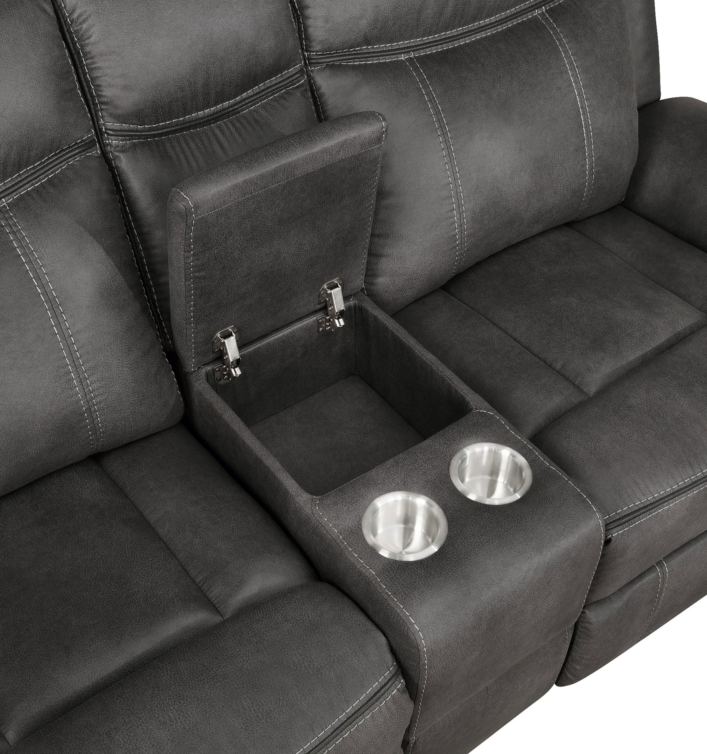 Lawrence 3-piece Upholstered Reclining Sofa Set Charcoal — view 7