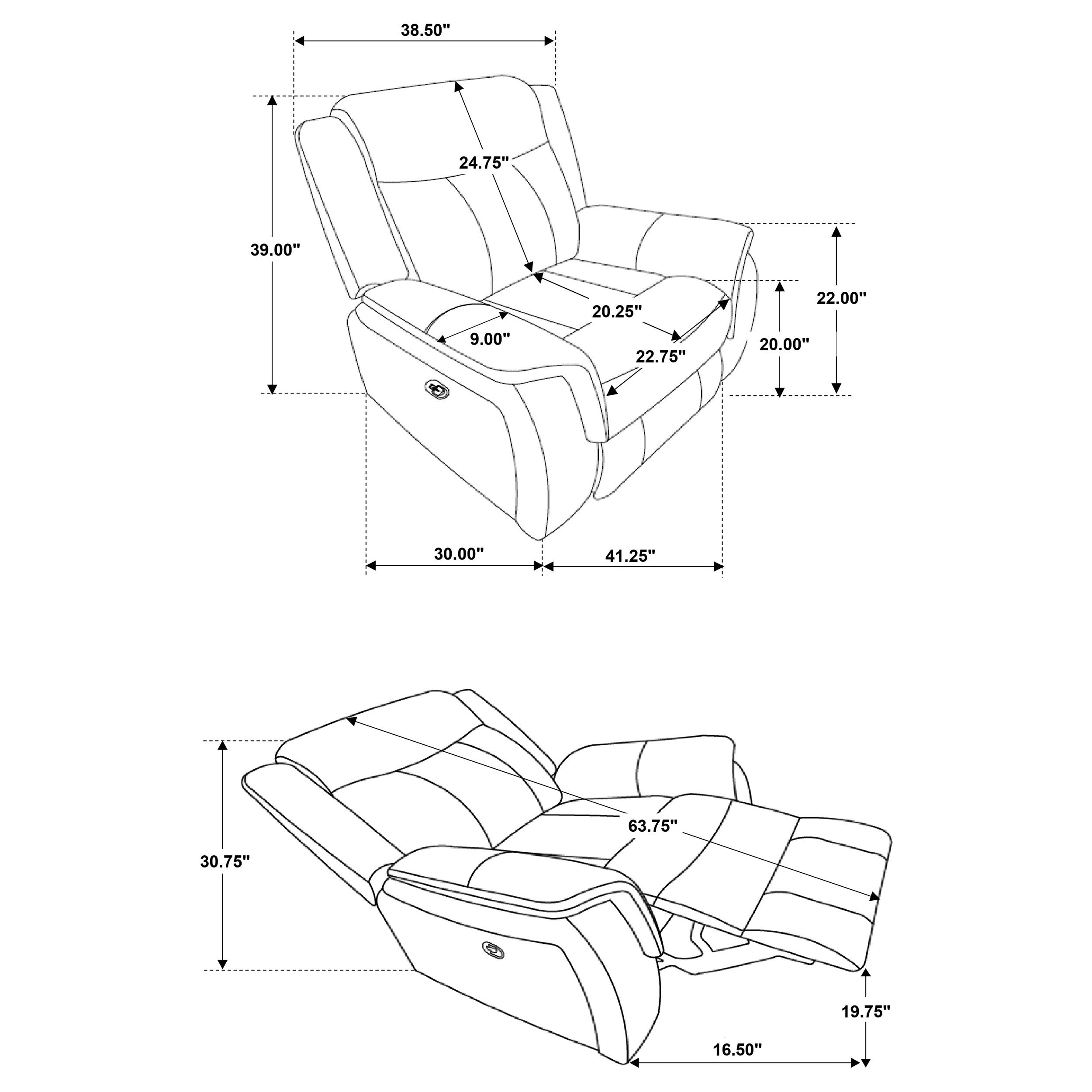 Lawrence Upholstered Padded Arm Glider Recliner Charcoal — view 6