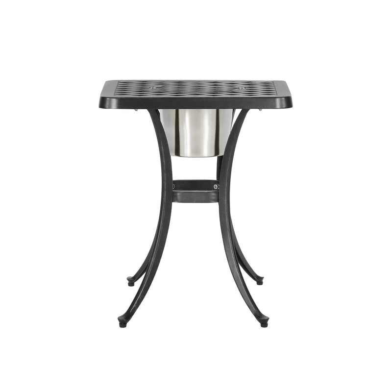 Outdoor Cast Aluminum Bistro Table With Ice Bucket - Black Copper