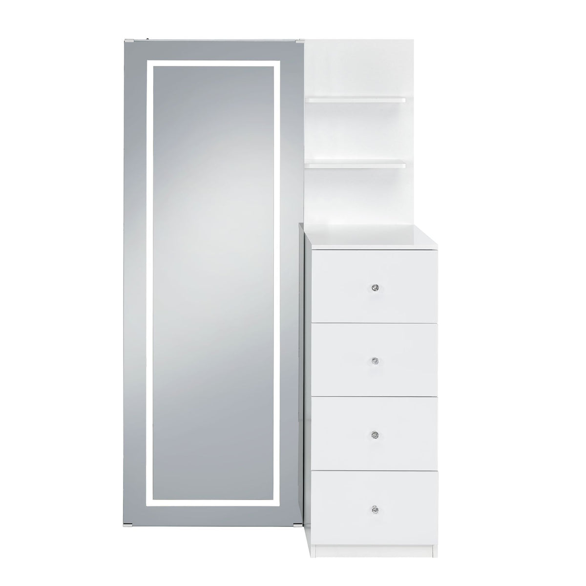 Vancouver Floor Mirror With Storage in White by Elements International, view 6