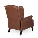Upholstered Wingback Recliner With Nailhead Trim And Rolled Recessed Arms - Light Brown
