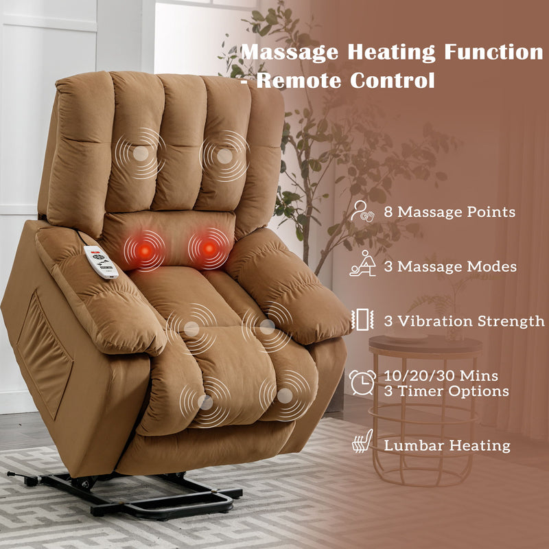 Massage Recliner Chair Electric Power Lift Recliner Chairs With Heat, Vibration, Side Pocket For Living Room Bedroom