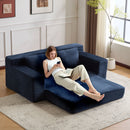 Loveseat Sofa, Comfortable Deep Seat Sofa Bed, Modern Small Corduroy Couch For Living Room Bedroom,Reversible Cushion With Pillows,No Assembly Required, Dark Blue