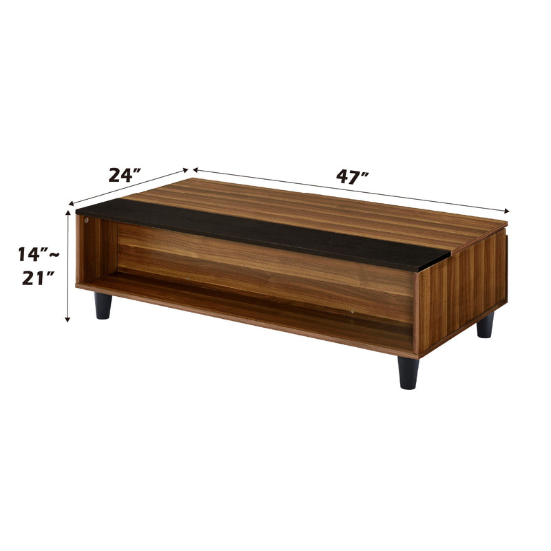 Avala - Coffee Table With Lift Top - Walnut / Black