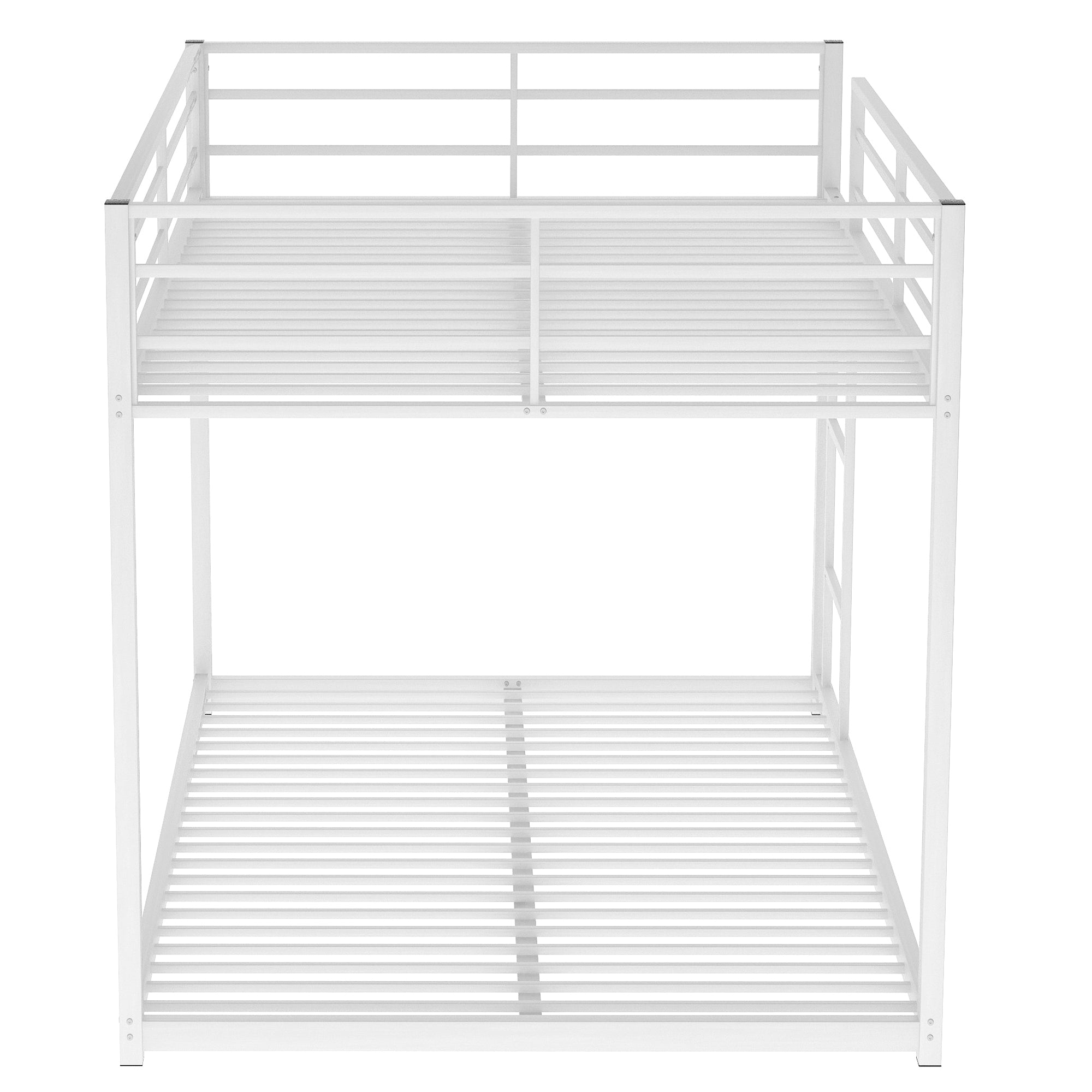 Full over Full Metal Bunk Bed, Low Bunk Bed with Ladder, White(Old SKU:MF197034AAK)