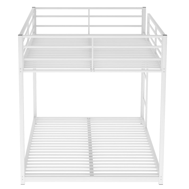 Full over Full Metal Bunk Bed, Low Bunk Bed with Ladder, White(Old SKU:MF197034AAK)