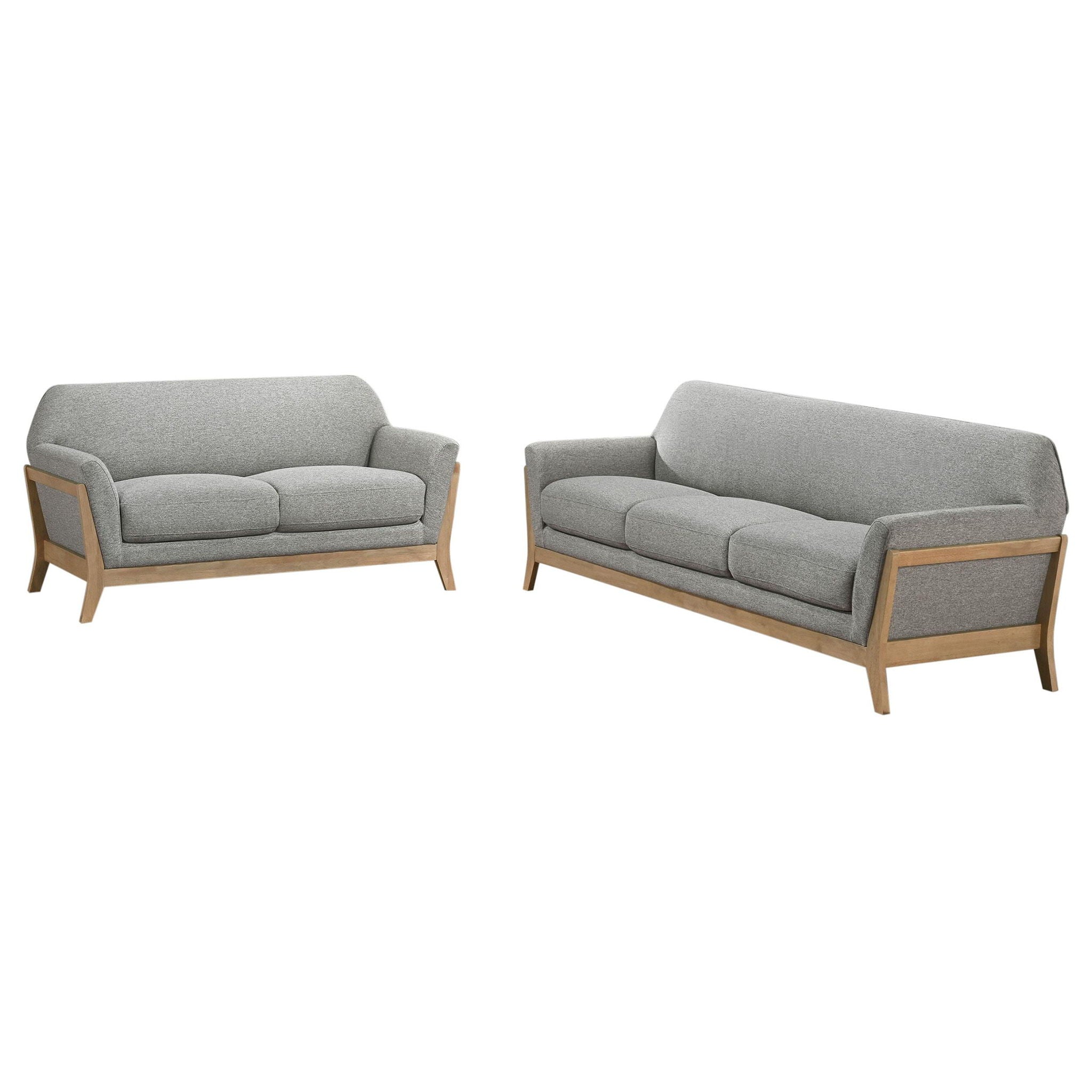 Vaughn 2-piece Fabric Upholstered Flared Arm Sofa Set Grey