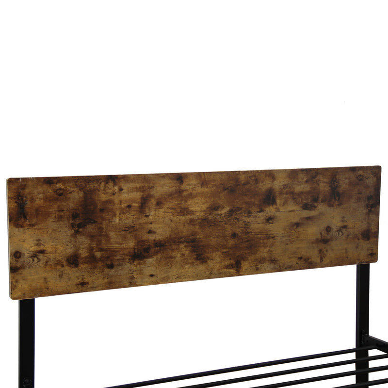 Modern Twin Size Metal Bed Frame Sturdy System Metal & Wood - Black
