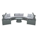 10 Piece Outdoor Sectional Half Round Patio Rattan Sofa Set