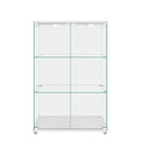 Modern Display Cabinet With LED Lights, Transparent Tempered Glass 2 Door Storage Case With 3 Shelves