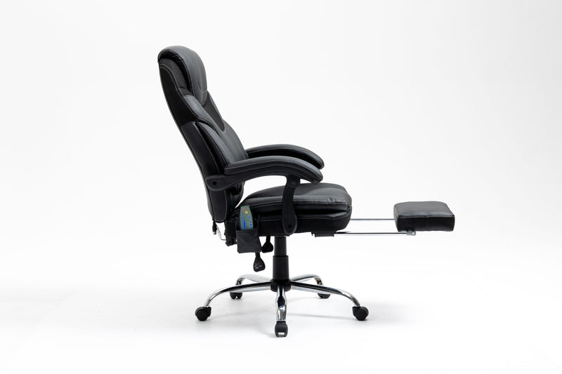 Massage Reclining Office Chair With Footrest, High Back Computer Chair Home Desk Ergonomic Executive Office Chair With Armrests, Adjustable Height - Black
