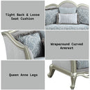 Qunsia - Loveseat - Light Gray Linen & Champagne Finish - Atlantic Fine Furniture Inc