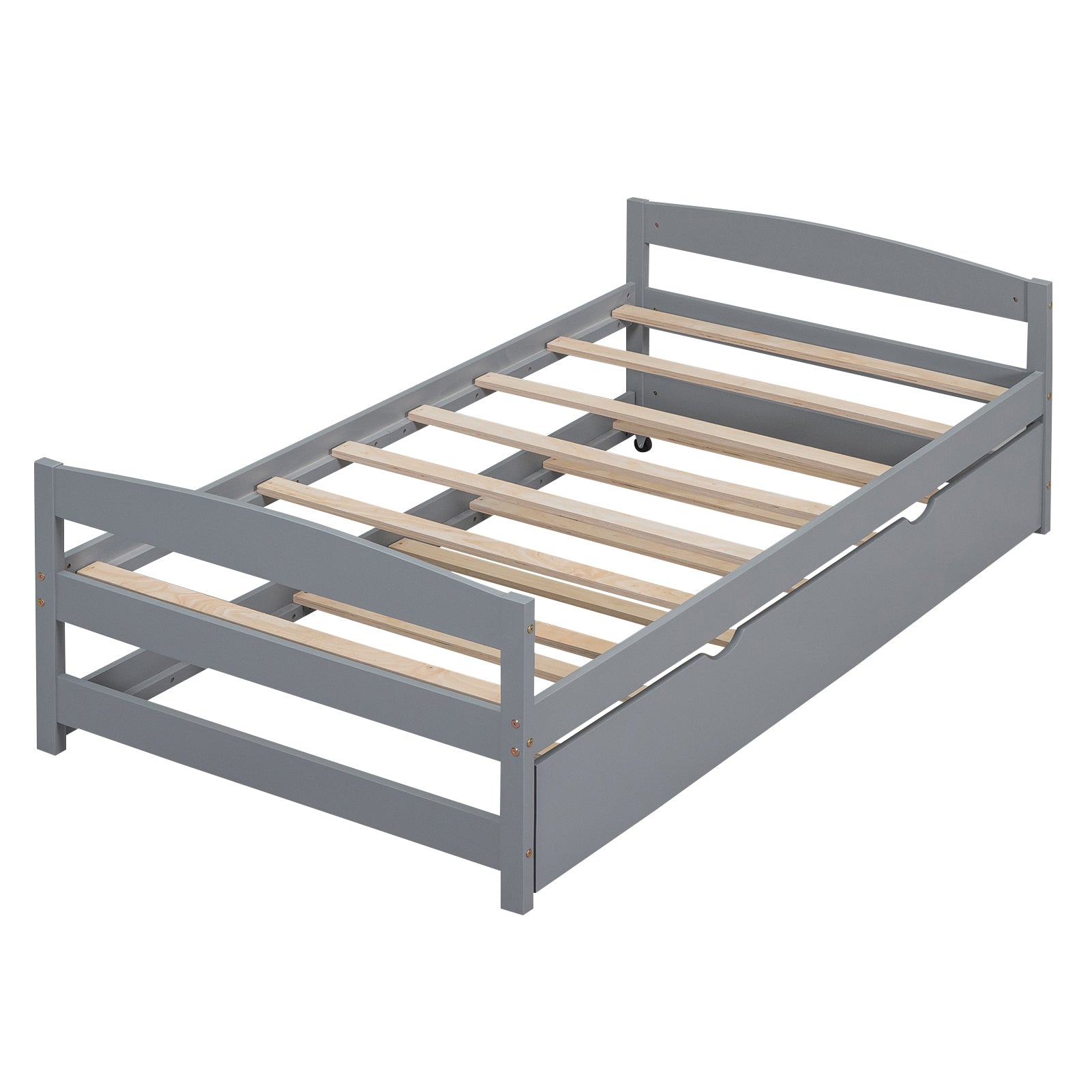 Twin Size Platform Bed with Twin Size Trundle, Gray - Atlantic Fine Furniture Melbourne FL