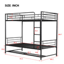 Twin Over Twin Metal Bunk Bed with Shelf and Guardrails, Black