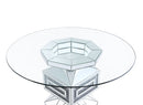 Noralie - 30" Dining Table - Clear Glass, Mirrored & Faux Diamonds
