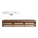 Wall Mounted Bathroom Vanity With Resin Sink And 2 Side Cabinet, 3 Soft Close Drawer - Brown Ebony