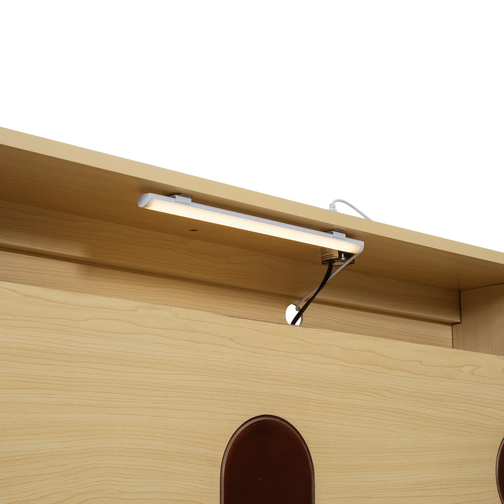 Full Size Car Bed with Bear-Shaped Headboard, USB and LED, Natural - Atlantic Fine Furniture Melbourne FL