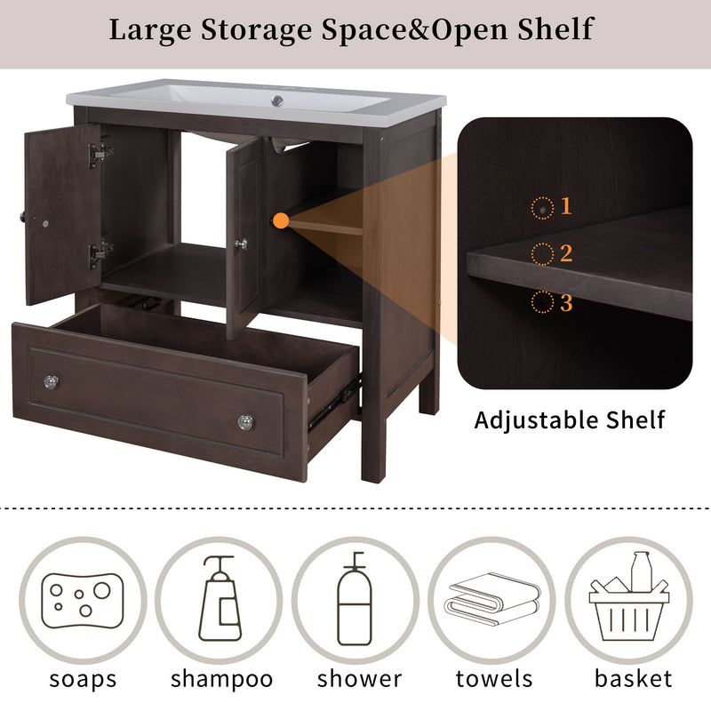 Bathroom Vanity Base Only, Solid Wood Frame, Bathroom Storage Cabinet With Doors And Drawers