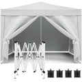 10'X10' Folding Canopy With 4 Removable Sidewalls Outdoor Event Shelter UPF 50+ Gazebo Portable Tents For Parties Beach Camping Wedding Ez Pop Up Canopy 4 Pieces Weight Bag + Carry Bag