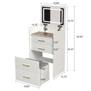 Compact 3 In 1 Vanity Desk With Open Top Mirror, Glass Desktop, 5 Height - White