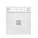 Full Size House Loft Bed With Ladder-White+Gray Frame