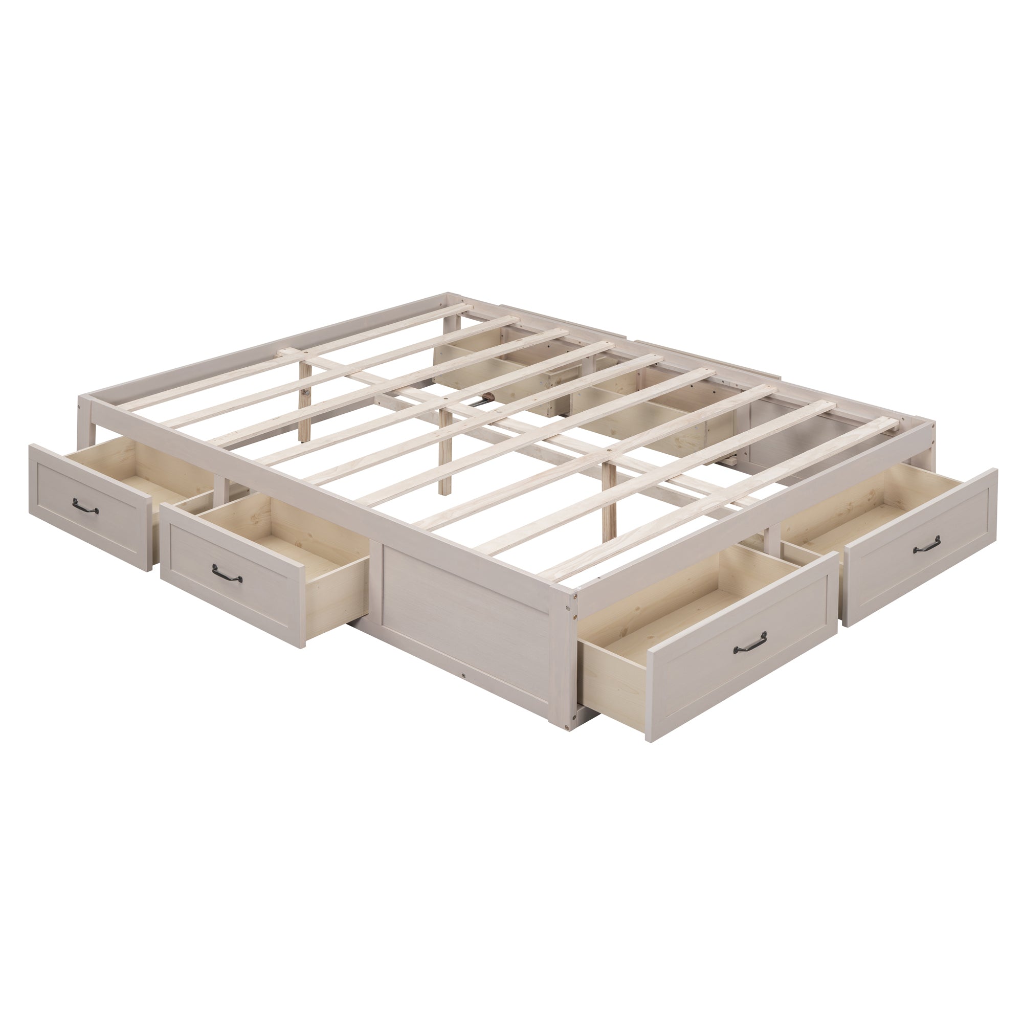 Full Size Platform Bed with 6 Storage Drawers,Antique White - Atlantic Fine Furniture Melbourne FL